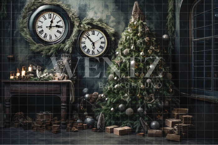 Fabric Photography Background Vintage Christmas Room / Backdrop 4596