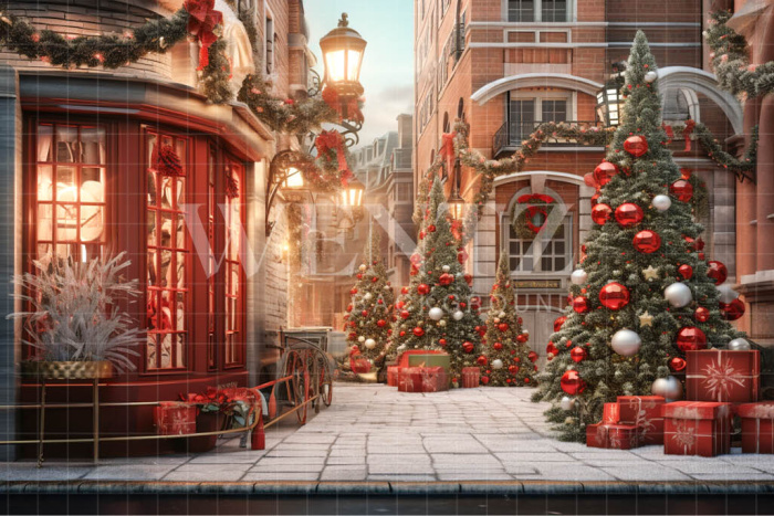 Fabric Photography Background Christmas Village / Backdrop 4603