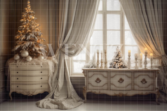 Fabric Photography Background Vintage Christmas Set / Backdrop 4609