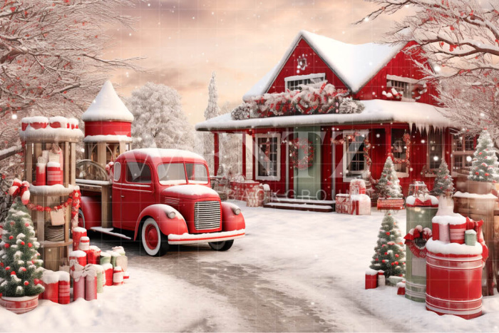 Fabric Photography Background Santa Claus' House / Backdrop 4619