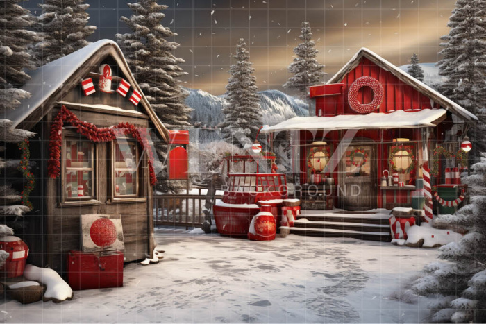 Fabric Photography Background Santa Claus' House / Backdrop 4620