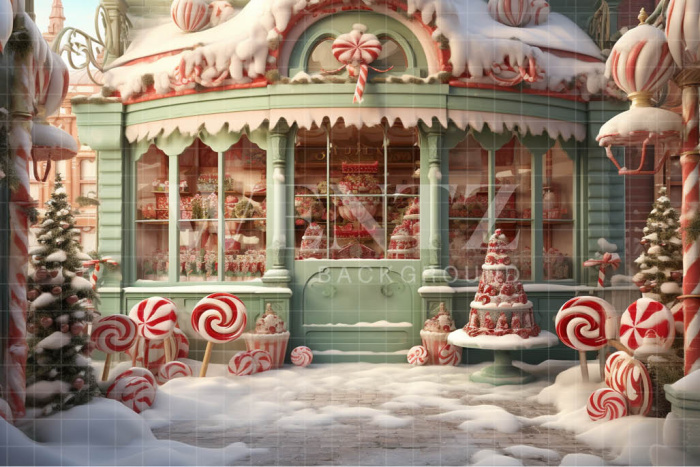 Fabric Photography Background Christmas Candy Shop / Backdrop 4623