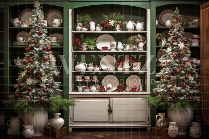 Fabric Photography Background Christmas Kitchen / Backdrop 4635