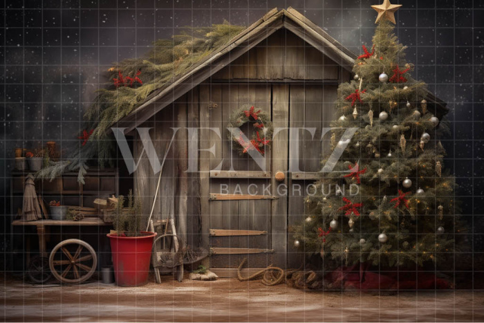 Fabric Photography Background Christmas Hut / Backdrop 4639