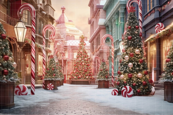 Fabric Photography Background Christmas Village / Backdrop 4647