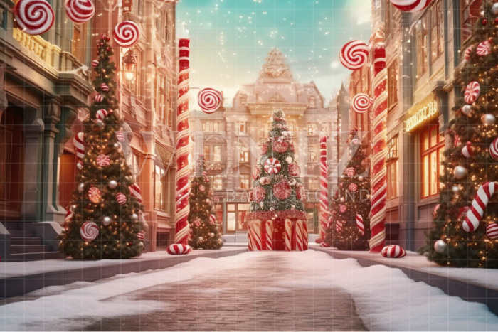 Fabric Photography Background Christmas Village / Backdrop 4648