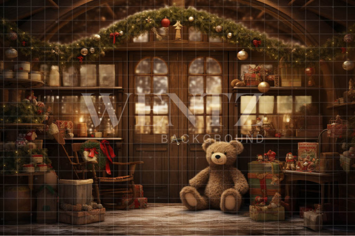 Fabric Photography Background Christmas Toy Store / Backdrop 4661