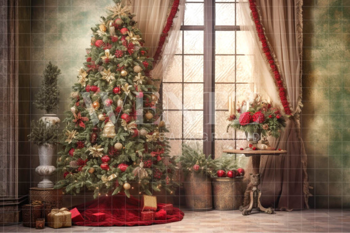 Fabric Photography Background Vintage Christmas Set / Backdrop 4668