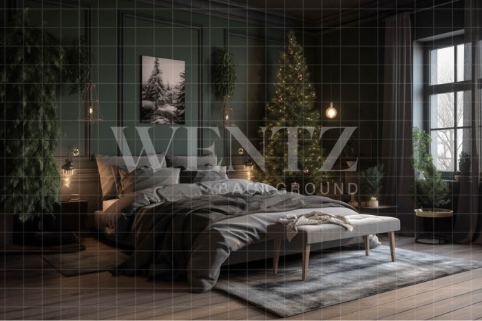 Fabric Photography Background Christmas Bedroom / Backdrop 4697