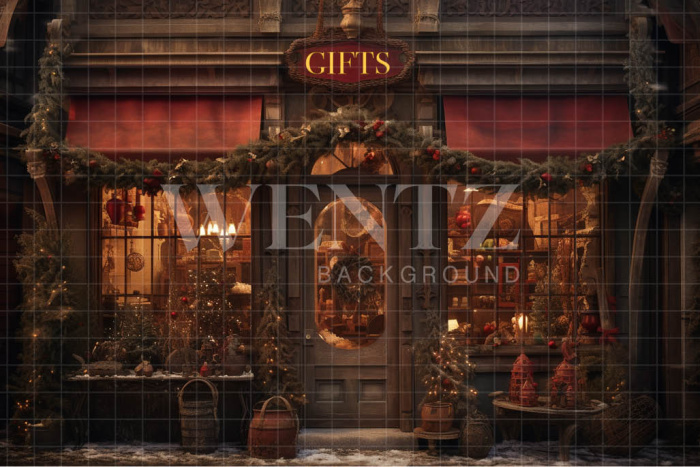 Fabric Photography Background Christmas Gift Shop / Backdrop 4702