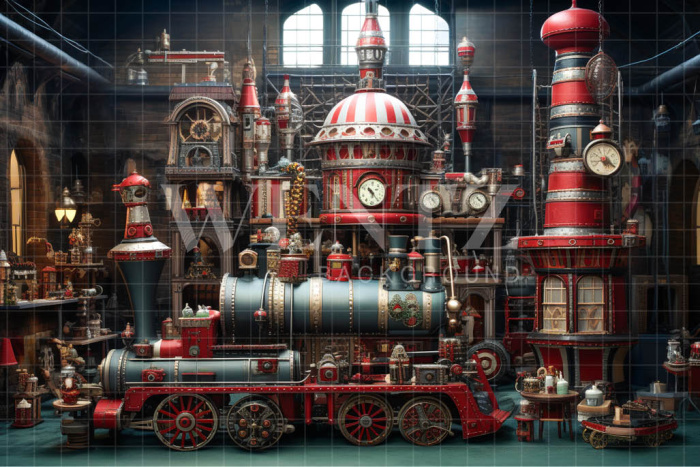 Fabric Photography Background Christmas Toy Factory / Backdrop 4706