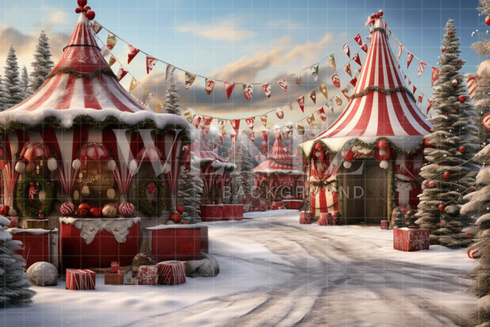 Fabric Photography Background Christmas Village / Backdrop 4711