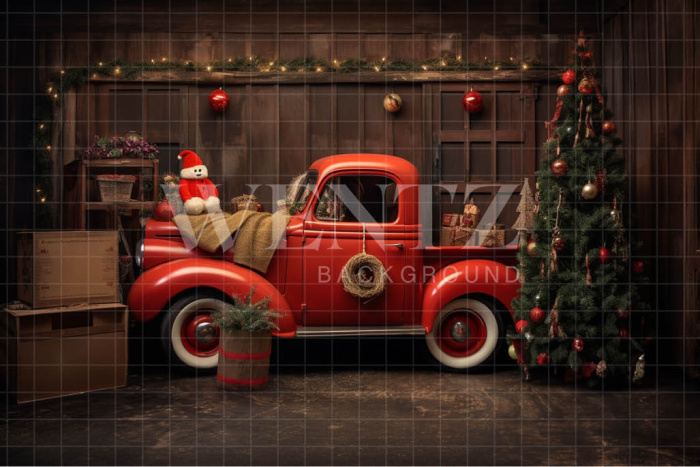 Photographic Background on Fabric Santa's Car / Backdrop 4723