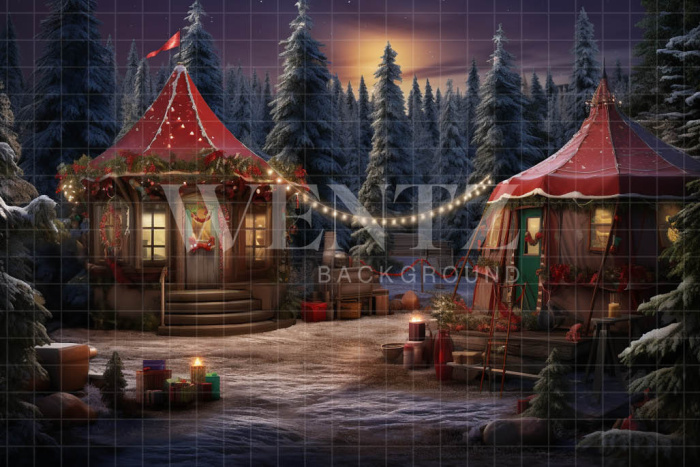 Fabric Photography Background Christmas Village / Backdrop 4732