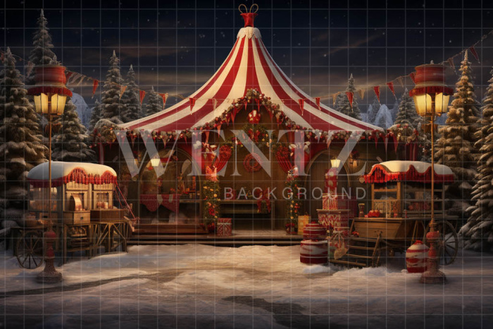 Fabric Photography Background Christmas Circus / Backdrop 4743