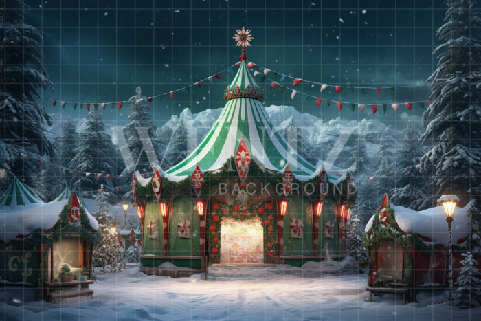 Fabric Photography Background Christmas Circus / Backdrop 4744