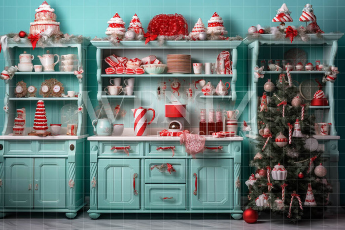 Fabric Photography Background Christmas Candy Cabinet / Backdrop 4750