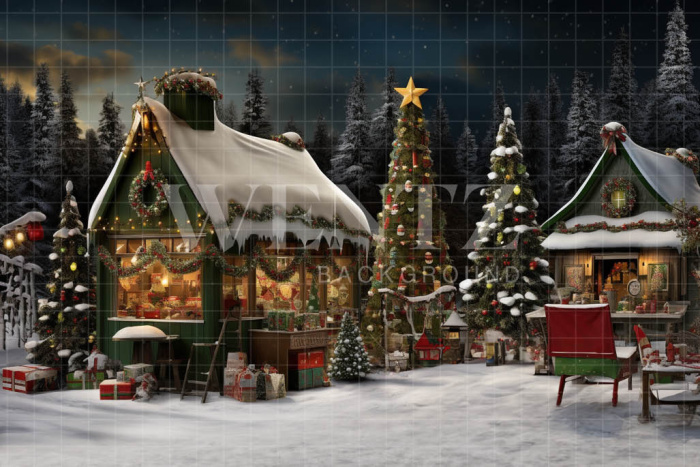 Fabric Photography Background Christmas Village / Backdrop 4751