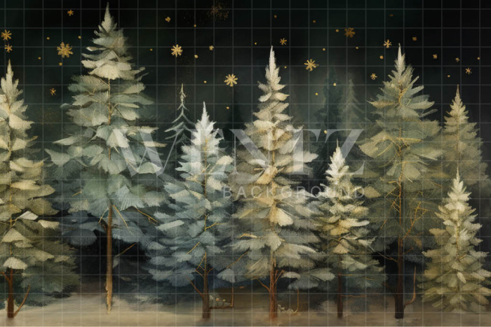 Fabric Photography Background Watercolor Christmas Forest / Backdrop 4760