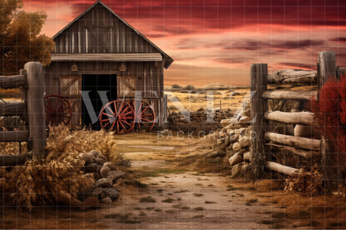 Fabric Photography Background House on the Countryside / Backdrop 4765