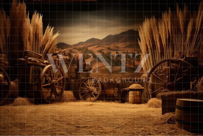 Fabric Photography Background Old Wheel / Backdrop 4794