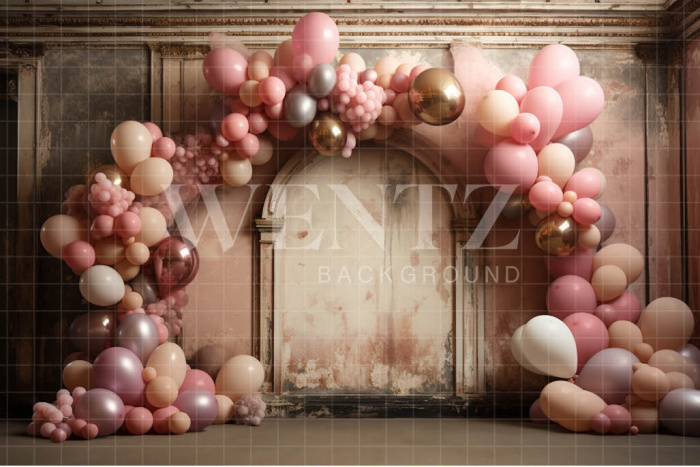 Fabric Photography Background Room with Pink Balloons 4895