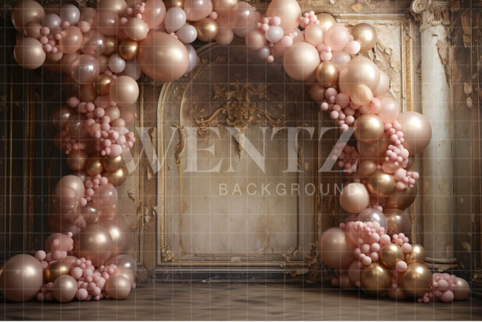 Fabric Photography Background Room with Balloons / Backdrop 4896