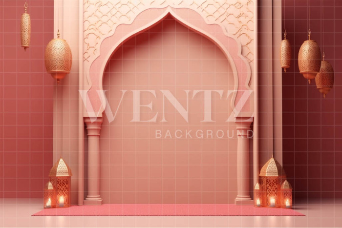 Photographic Background in Fabric Pink Temple / Background 4950