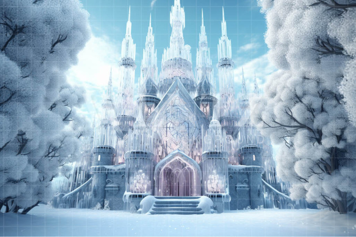 Photographic Background in Fabric Ice Castle / 4952