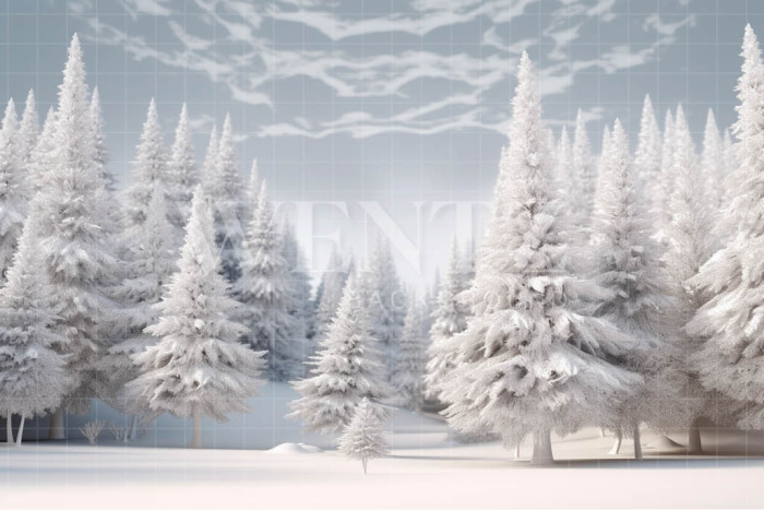 Fabric Photography Background Snowy Forest / Backdrop 4956