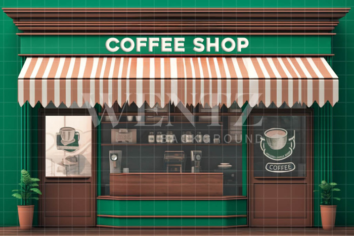 Photographic Background in Fabric Coffe Shop / Backdrop 4969