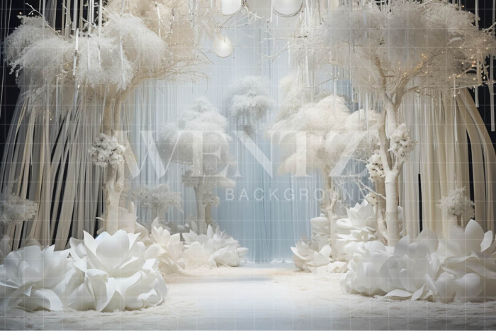 Photographic Background in Fabric Trees with Petals  / Backdrop 4982