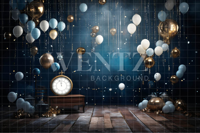 Photographic Background in Fabric Living Room with Balloons / Backdrop 4983