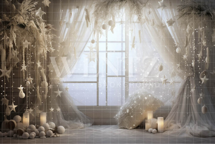 Photographic Background in Fabric Réveillon Set with Window / Backdrop 4993