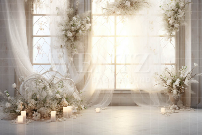 Photographic Background in Fabric Réveillon Set with Flowers / Backdrop 4994