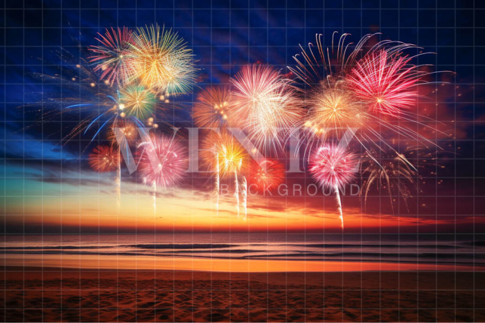 Photographic Background in Fabric New Years at the Beach / Backdrop 4999