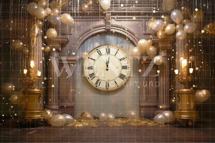 Photographic Background in Fabric Gold Clock / Backdrop 5002