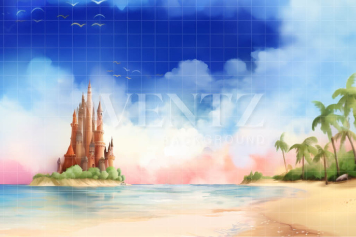 Photographic Background in Fabric Castle in the Beach / Backdrop 5007