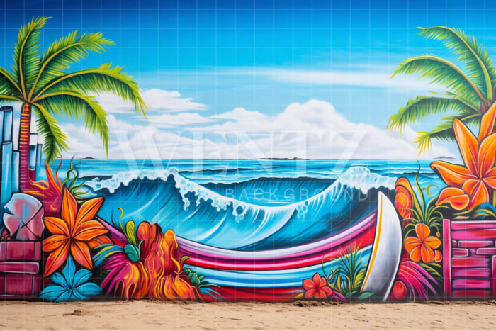 Photographic Background in Fabric Graffiti Beach / Backdrop 5013