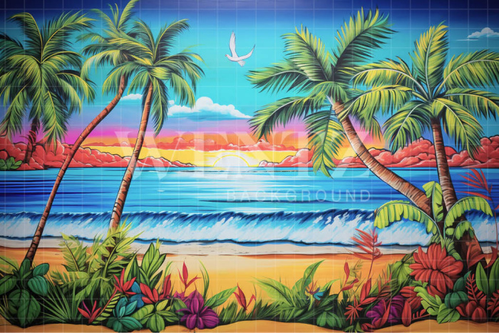 Photographic Background in Fabric Graffiti Beach / Backdrop 5014