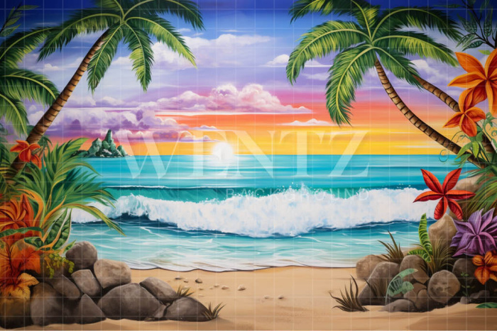 Photographic Background in Fabric Graffiti Beach / Backdrop 5015