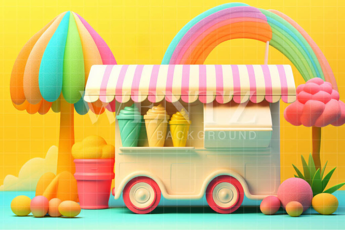 Photographic Background in Fabric Ice Cream Truck / Backdrop 5016