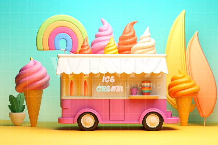 Photographic Background in Fabric Ice Cream Truck / Backdrop 5017