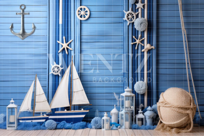 Photographic Background in Fabric Blue Sailor Set / Backdrop 5018