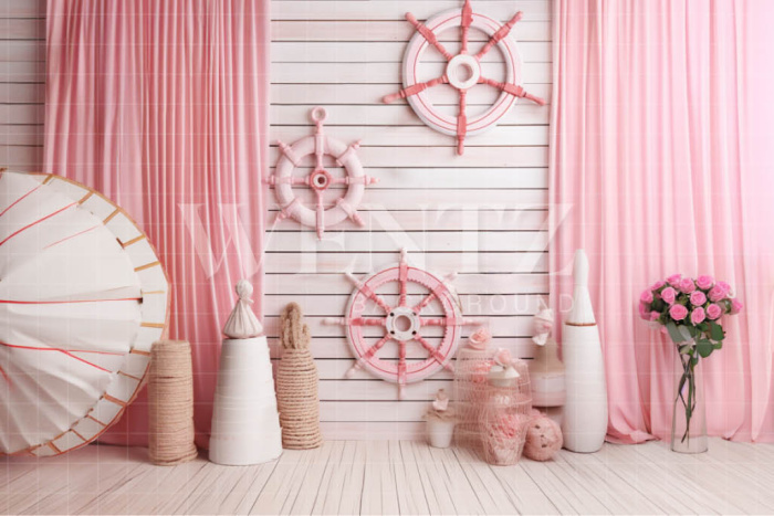 Photographic Background in Fabric Pink Sailor Set / Backdrop 5019