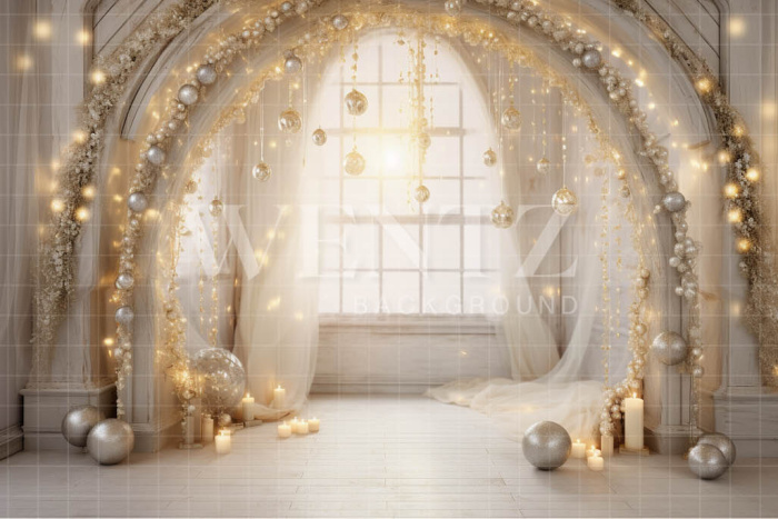 Photographic Background in Fabric White and Gold New Years Set / Backdrop 5027