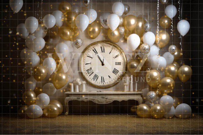 Photographic Background in Fabric Gold Clock / Backdrop 5038