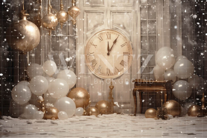 Photographic Background in Fabric New Years Set with Clock / Backdrop 5052