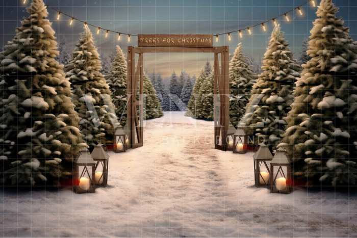 Photographic Background in Fabric Christmas Fir Trees / Backdrop 5059