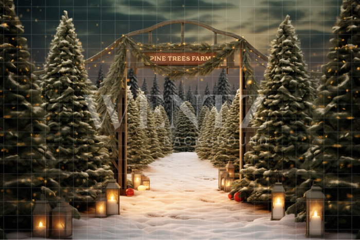 Photographic Background in Fabric Christmas Fir Trees / Backdrop 5060